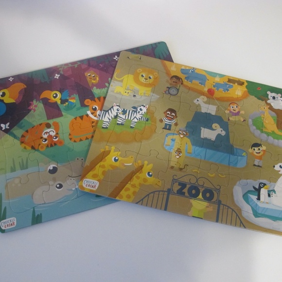 Bundle of 2 Animals & Rainforest Puzzles For Kids, Learning  EUC - Picture 1 of 3